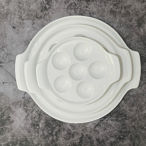 Produits tendance 2026 Nouveautés <span class=keywords><strong>Cuisine</strong></span> <span class=keywords><strong>française</strong></span> <span class=keywords><strong>Plat</strong></span> à escargots en céramique blanche Assiettes à escargots <span class=keywords><strong>Plat</strong></span> à cuisson pour fruits de mer - Product Image 4