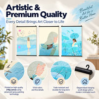 Décoration Murale Esthétique : Ensemble de 3 Pièces de Peinture sur Toile PVC 216g, Illustration Murale Peinte au Spray, Art Mural Suspendu Noir