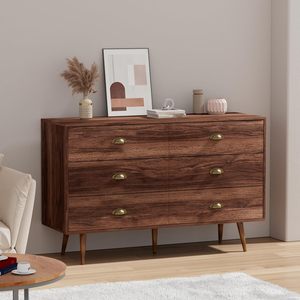 <span class=keywords><strong>OUHAN</strong></span> Commode moderne à 6 tiroirs avec poignées en métal Miroir tournant en bois MDF pour la maison, l'appartement ou la chambre d'hôpital - Product Image 2