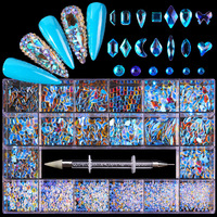 Strass en plastique multicolores pour ongles, boîte de 21 compartiments, formes variées, 3D, pour une prise facile, décoration d'ongles pour usage en salon