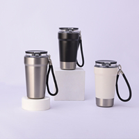 Gobelet isotherme en acier inoxydable écologique avec cordon de transport, tasse de voyage anti-fuite pour voiture, idéal pour les trajets quotidiens