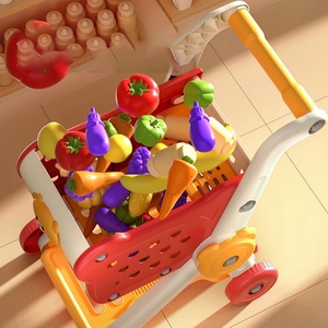 Four Wheel Educational Eco-friendly Non-toxic Home Supermarket Toy Set Plastic <b>Kids</b> Shopping Cart Fruit Kitchen <b>Trolley</b> Improve - Product Image 3