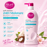 Lotion corporelle hydratante 24H Akaril 473ml – Fraîcheur et confort, douce pour la peau, au beurre de karité, nourrissante et réparatrice, soin quotidien