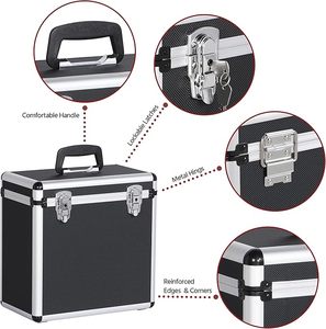 Estuche de vinilo para almacenar 50 LP para <span class=keywords><strong>DJ</strong></span> y discos, negro, Estuche de discos portátil Caja de almacenamiento de discos de vinilo - Product Image 6