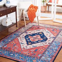 Tapis rétro décontracté facile à nettoyer, bleu rouille, grand format, lavable, antidérapant, pour hall d'entrée, cuisine, chambre, décoration intérieure