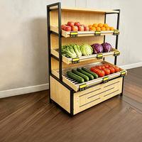 Gebruikt RVS multi-tier displayrek voor producten, commerciële fruit- en groentepresentatie voor supermarkt & fruitwinkel