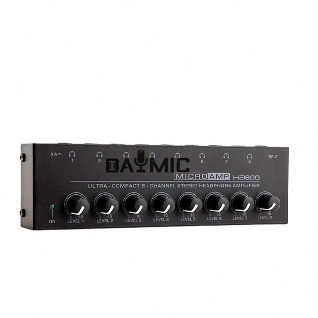 Factory 8channels Audio Headphone Amplifier Metal Stereo Earphone Splitter for Studio Show