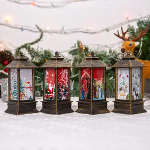 Suspendu Père Noël Led Portable Lampe Pour Cadeau De Noël Noël Eau LED Tempête Lanterne Avec Paillettes 2024 Nouveau