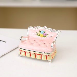 โต๊ะเครื่องแป้ง SHINNYGIFTS ดีไซน์เฉพาะตัว พร้อมกระจก กล่องใส่ของกระจุกกระจิกเคลือบสีมือ กล่องโลหะประดับอัญมณีแบบมีบานพับ เหมาะสำหรับเป็นของขวัญสำหรับครอบครัว - Product Image 4