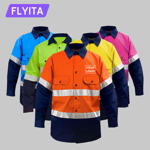 En20471 bông xây dựng khai thác mỏ công nghiệp công nhân đồng phục bảo hộ lao động biểu tượng tùy chỉnh phản quang quần áo an toàn Hi VIS làm việc Áo sơ mi - Product Image 1