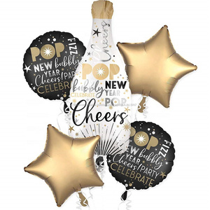 Multi-forma Feliz Año Nuevo <span class=keywords><strong>felicidades</strong></span> globo botella de <span class=keywords><strong>estrella</strong></span> globos celebrar fiesta globo de la hoja - Product Image 1