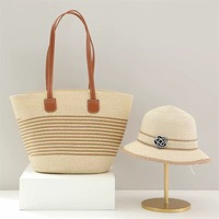 Sac de plage en paille de luxe populaire grande capacité avec chapeau de soleil assorti et ensemble de sacs à main pour femmes 2026