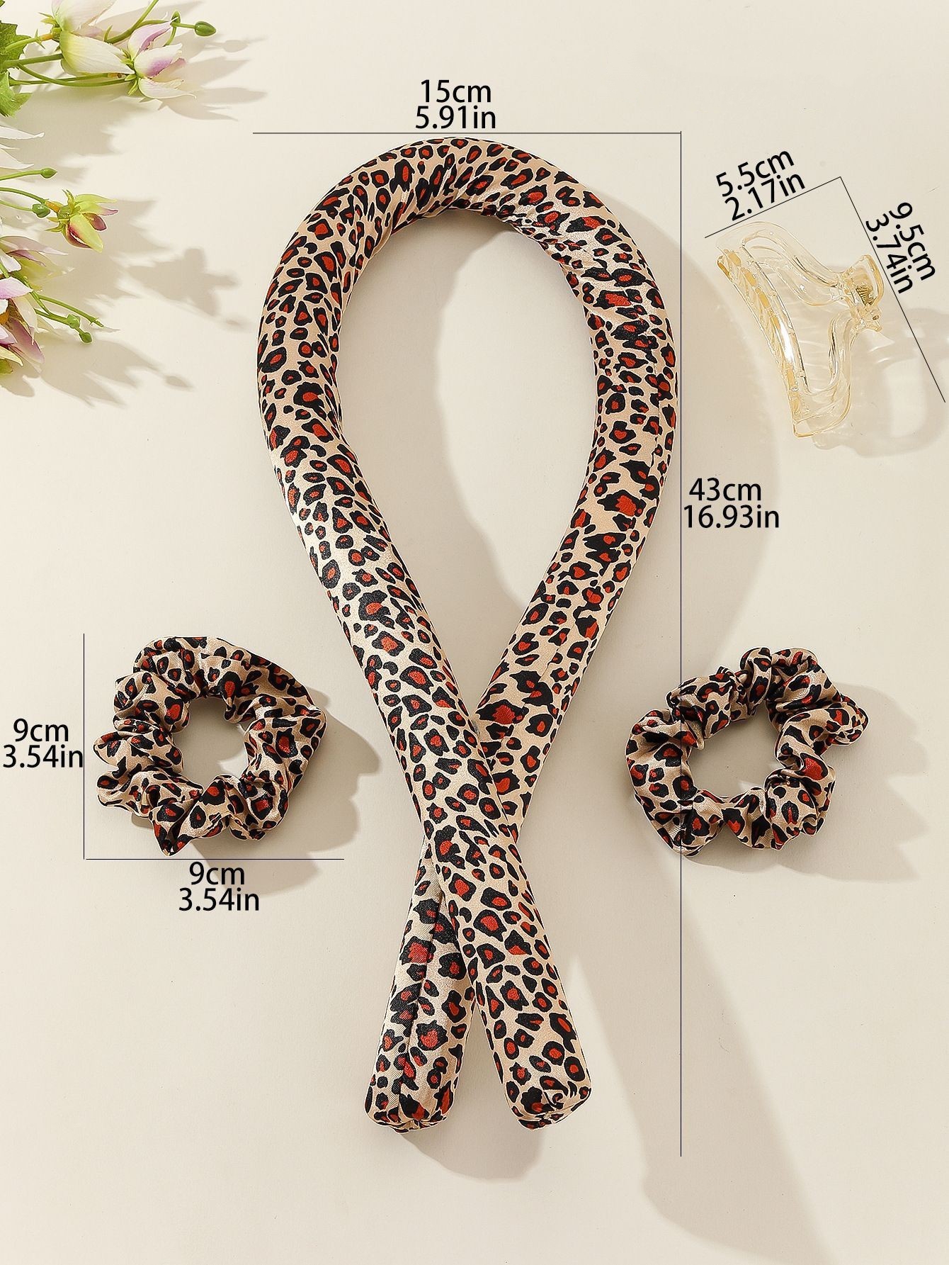 4 pcs leopard print yellow curling iron