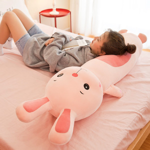 Coussin en peluche doux et long en forme d'animal : grenouille, lapin, singe, lion – Jouet en peluche mignon et confortable pour enfants - Product Image 4