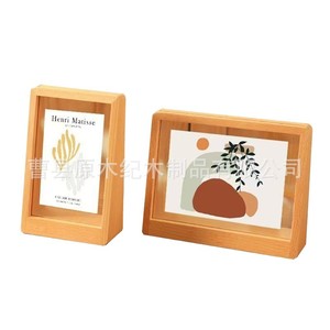 Wooden <b>Double</b>-Sided Transparent <b>Photo</b> <b>Frame</b> A4 Size Solid Wood Rectangular Tabletop Display Rack Eco-Friendly Living Room - Product Image 5