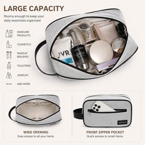 Custom Canvas Toiletry Bag Travel Organizer Pouch Waterproof <b>Makeup</b> Storage Bag with Handle Zipper Cosmetic <b>Case</b> - Product Image 3