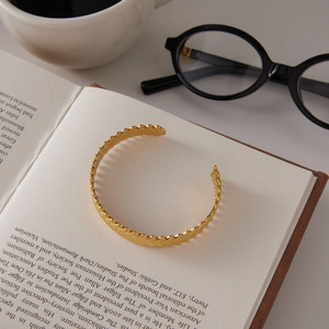18K Gold Plated Fade Resistant Stainless Steel Open <b>Bangle</b>, High-end Titanium Steel Jewelry Wholesale - Product Image 6