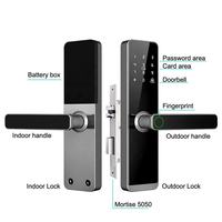 Serrure de porte numérique intelligente, empreinte digitale, carte, mot de passe, application Tuya, cloud, Wi-Fi, sécurité de niveau C pour portes en bois, aluminium, acier