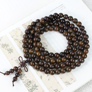 Pulsera de cuentas de oración budistas de madera gris de 108 cuentas, pulida a mano, unisex, regalo, pulseras de cuentas de moda - Product Image 4