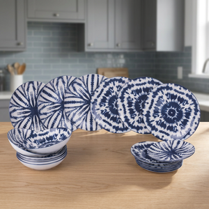 Set da Pranzo in Ceramica Blu Ecologico da 18 Pezzi, Lavabile in Lavastoviglie, Design Orientale, Servizio di Stoviglie per Ristoranti e Hotel - Product Image 2