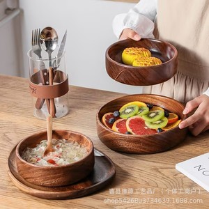 Wooden Round <b>Tray</b> Solid Color For Serving <b>Tea</b> Or Food Nordic Style - Product Image 2