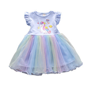 Abito 2025 estivo in cotone per bambine e bambine gonna Casual da principessa <span class=keywords><strong>con</strong></span> motivo alla moda cartone animato - Product Image 2