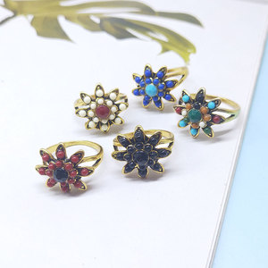 复古波西米亚风格可调节女士戒指 镀金多色宝石个性首饰 - Product Image 4