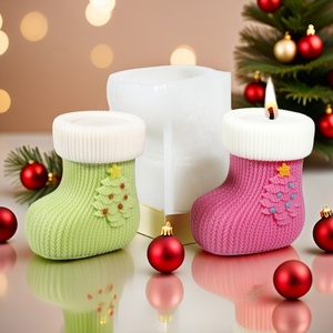 Moule en résine en forme de chaussette de Noël en gros, moule en silicone 3D DIY pour bougies parfumées et décoration intérieure - Product Image 6