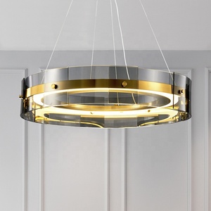 <span class=keywords><strong>2025</strong></span> vòng trong nhà sang trọng vàng đen LED treo đèn đèn chùm LED ánh sáng mặt dây chuyền - Product Image 2