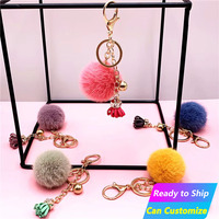 Porte-clés créatif en peluche à franges, mignon, couleur bonbon, petit ballon de charbon, pendentif pour sac à dos, accessoire décoratif, vente en gros