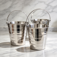 Seau à glace en acier inoxydable à sept lignes avec poignée, portable, pour champagne, vin et bière, idéal pour KTV, bars, fêtes et extérieur - Vente en gros