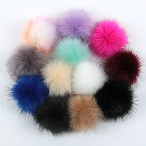 All'ingrosso Logo personalizzato rosa peloso Puffy in pelliccia <span class=keywords><strong>di</strong></span> volpe sintetica Pom Pom Puff Puff Puffball Puffball pompon palline portachiavi - Product Image 3