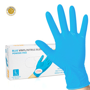 <span class=keywords><strong>Gants</strong></span> jetables en nitrile bleu OOLIMAPACK, sans latex, imperméables, épaisseur moyenne, qualité alimentaire, pour la maison et la mécanique - Product Image 1