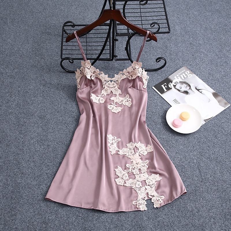 Pink Honeymoon Piece Nighty Lace Hot Night Dress For Honeymoon
