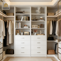 Lemari Pakaian Kayu Modern HarmTai dengan Pintu Melamin, Rak yang Dapat Disesuaikan & Gantungan Baju untuk Penyimpanan Kamar Tidur Apartemen