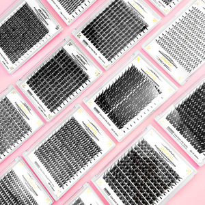 Extensions de cils DIY Abonnie, 120 paires, courbure naturelle, tige en coton noir, grand format, 12 rangées - Product Image 2