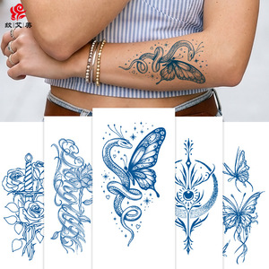 Nouveaux autocollants de <span class=keywords><strong>tatouage</strong></span> semi-permanents aux herbes, motif papillon et serpent, semi-artisanaux, pour hommes et femmes, tatouages d'armes réalistes - Product Image 1