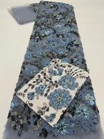 Tissu brodé de fleurs en relief 3D avec perles AO.YI. pour robes de mariée et robes de soirée - Robes de mariée et tenues de soirée