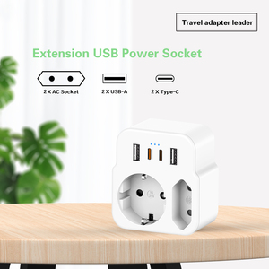 Adaptateur de <span class=keywords><strong>prise</strong></span> de voyage UE, multiprise avec 2 prises AC + 2 USB-A + 2 ports de charge rapide Type-C - Product Image 2