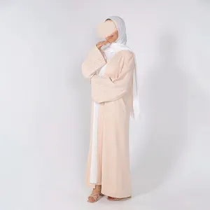 Donne musulmane cardigan kimono ricamato aperto abaya dubai aperto all'ingrosso aperto frontale abaya con ricamo manica