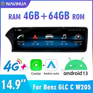 Radio multimédia de voiture NaviHua Android 13, vidéo, GPS, autoradio pour Mercedes Benz Classe C GLC W205 X253 2015 2018 - Product Image 2