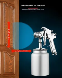 Pistolet de pulvérisation pneumatique en acier inoxydable chromé de 1000 ml avec garantie pour apprêt automobile, meubles et murs extérieurs - Product Image 4
