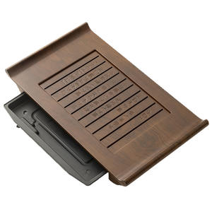 Plateaux à thé en bois en gros, plateaux à thé intégrés, plateaux de stockage et de drainage d'eau, grandes tables à thé rectangulaires, luxueux et - Product Image 2