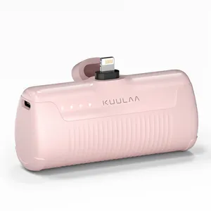 KUULAA New Smallest Design Portable Capsule Charger 4500Mah Charging Built-in Cable Bracket Mobile Battery Power Bank