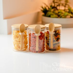 Contenedores de café de vidrio con estante, gran capacidad, tapas de bambú selladas herméticas, cuchara, cocina, tarros de almacenamiento de alimentos - Product Image 5