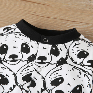 Ropa de Bebé Unisex al por Mayor para Niños, Conjuntos de Pijamas de Algodón y Spandex Transpirables con Diseño de Panda de Dibujos Animados Chinos y Asiento Abatible - Product Image 4