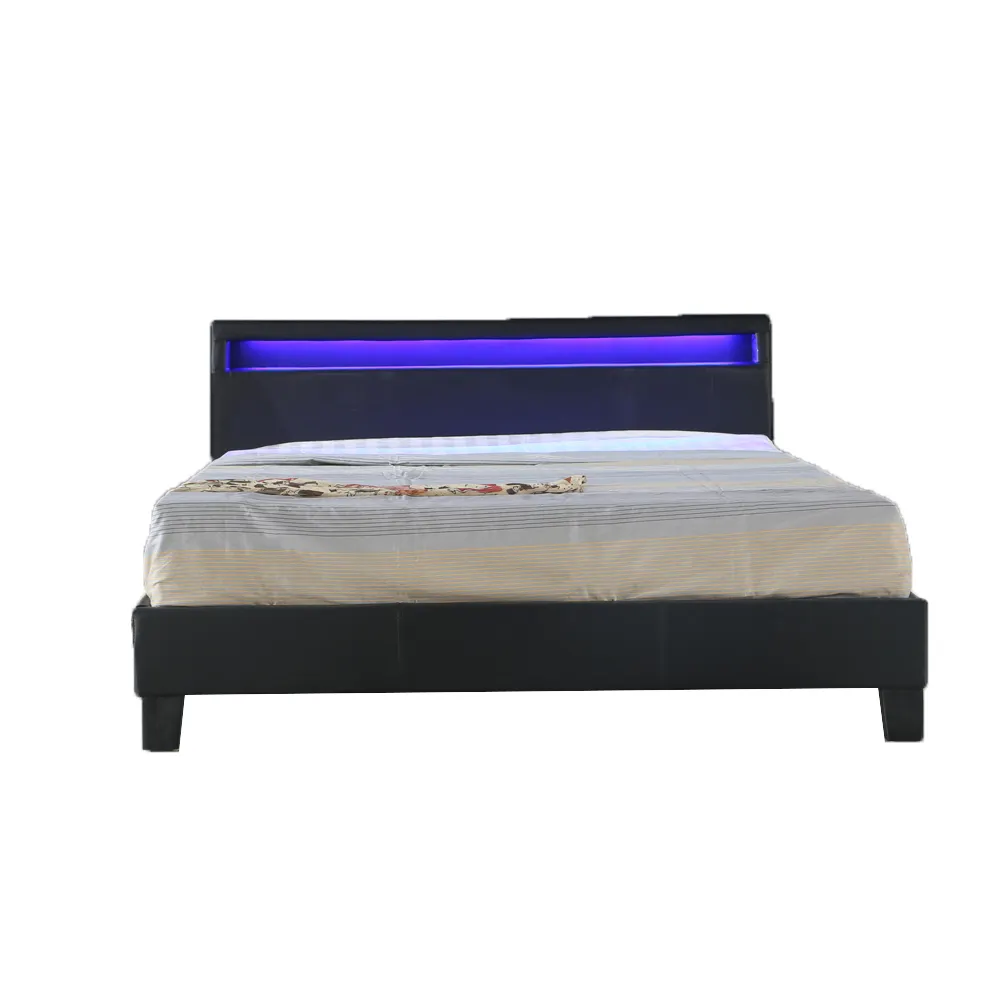 Мягкая обивка <span class=keywords><strong>pu</strong></span> кожаная ткань гостиничный светильник для кровати светодиодная рама для кровати LBD2018