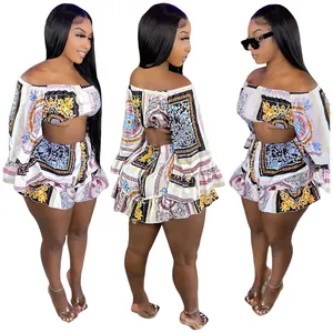 Trending products new arrivals sexy crop top 2 piece set two piece short set