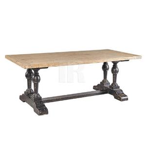 เฟอร์นิเจอร์บ้านสไตล์ยุโรป โต๊ะบาร์โบราณ ไม้แผ่นเดียวรีไซเคิล โต๊ะอาหารสี่เหลี่ยม 8 ที่นั่ง - Product Image 1