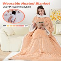 Couverture chauffante électrique portable avec poche pour les pieds, pour usage domestique en hiver, avec télécommande et fil chauffant